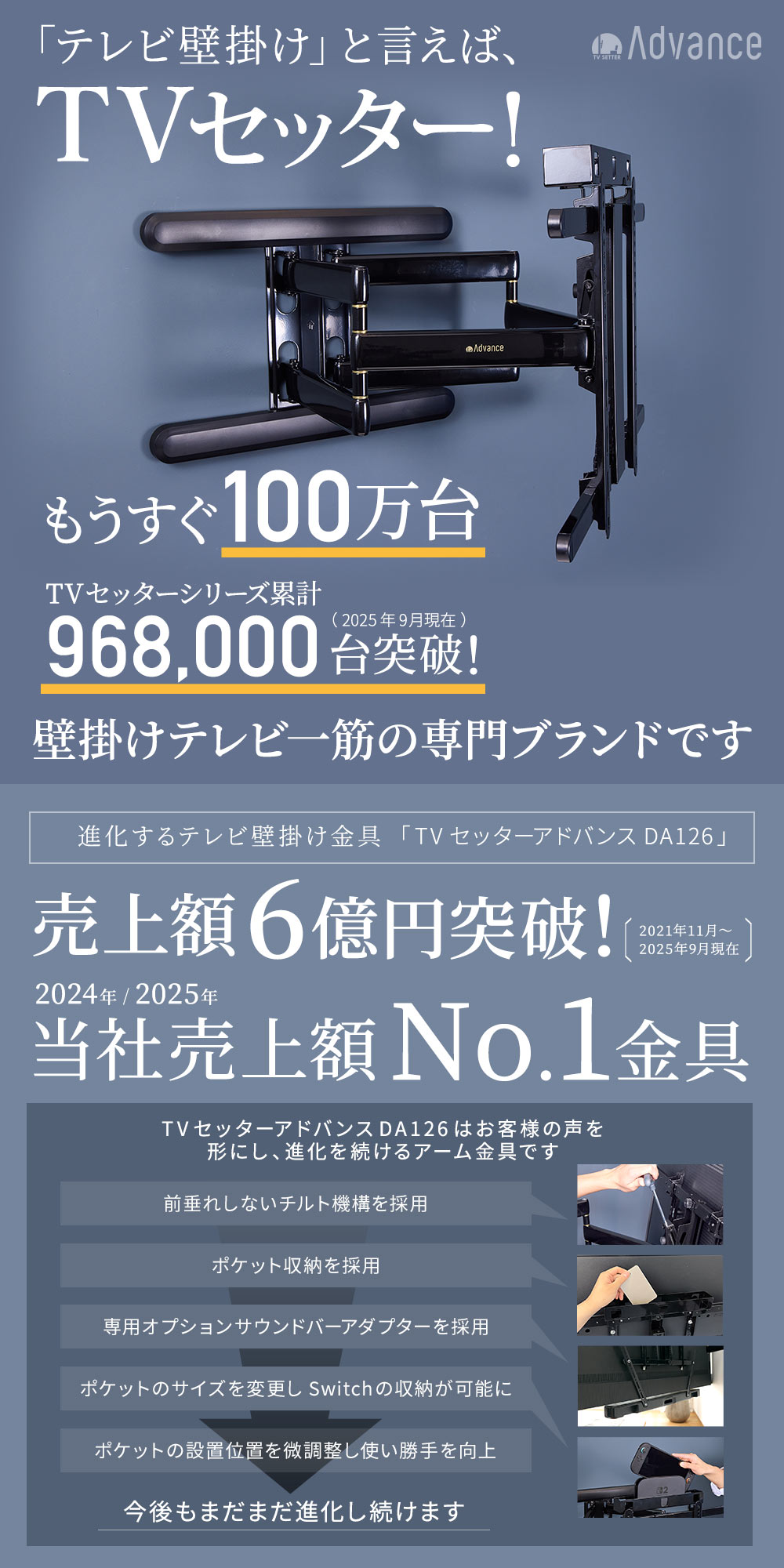 テレビ壁掛けと言えばTVセッター