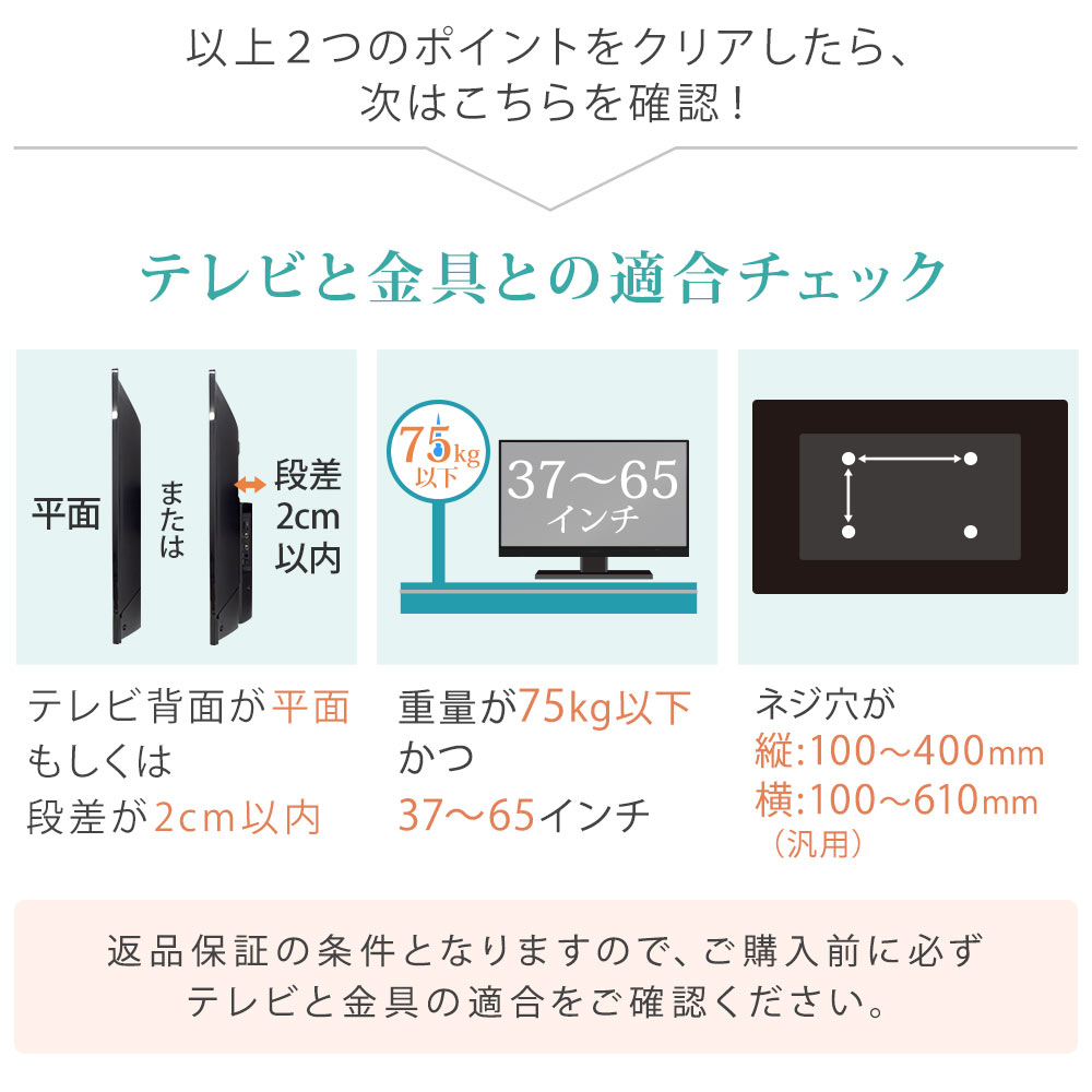 テレビと金具との適合チェック